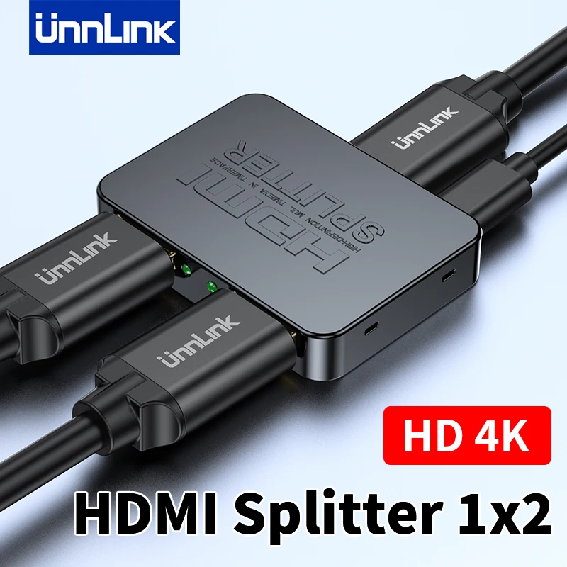 Unnlink Vídeo Divisor Hdmi em Saída 4k 30hz para Loja de tv Compartilhamento de Computador Monitores tv Projetores Home Auto