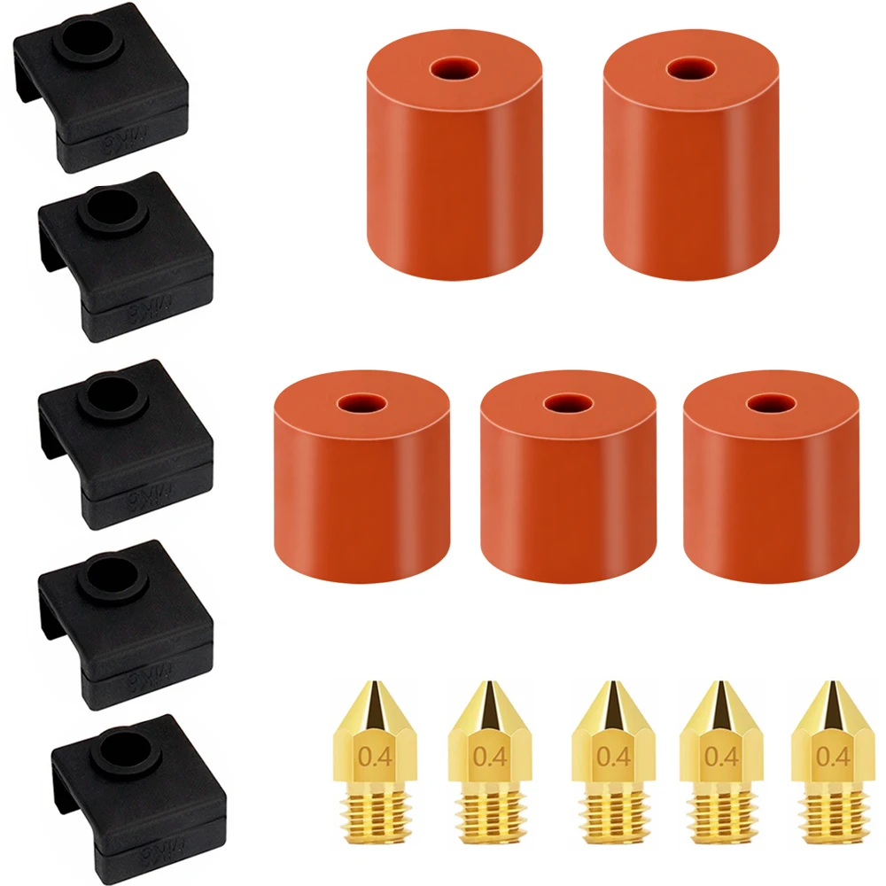 3D Printer Silicone Sock Hotend Heater Block Cover MK7/8/9 Silicone Solid Spacer Hot Bed Leveling Column Brass Nozzle 0.4 mm Kit 2pcs 3d printer silicone sock for e3d v6 pt100 mk7 mk8 mk9 mk10 volcano 1 75 3 0mm heated block heater silicone insulation cover