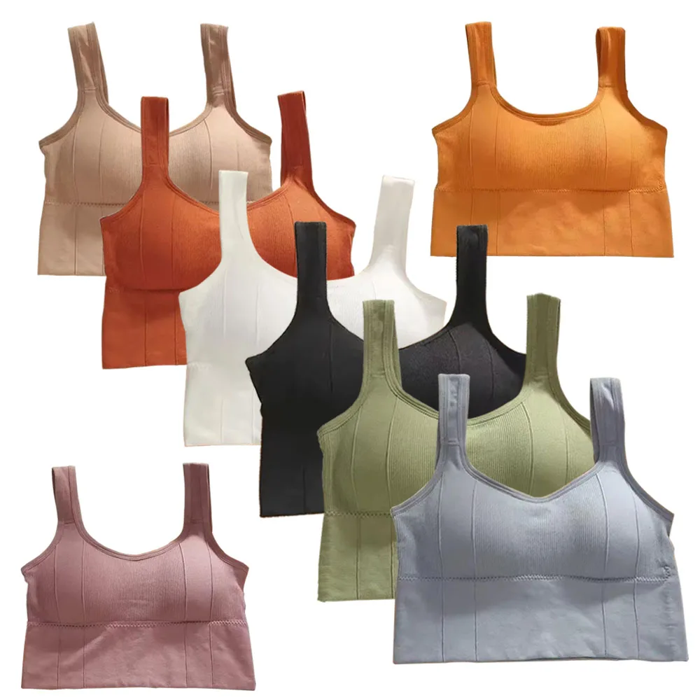 Soutien-gorge de Sport respirant Anti-transpiration, haut de Fitness pour femmes, soutien-gorge de Yoga sans couture, antichoc, haut court, Push Up, haut d'entraînement, 1 pièce
