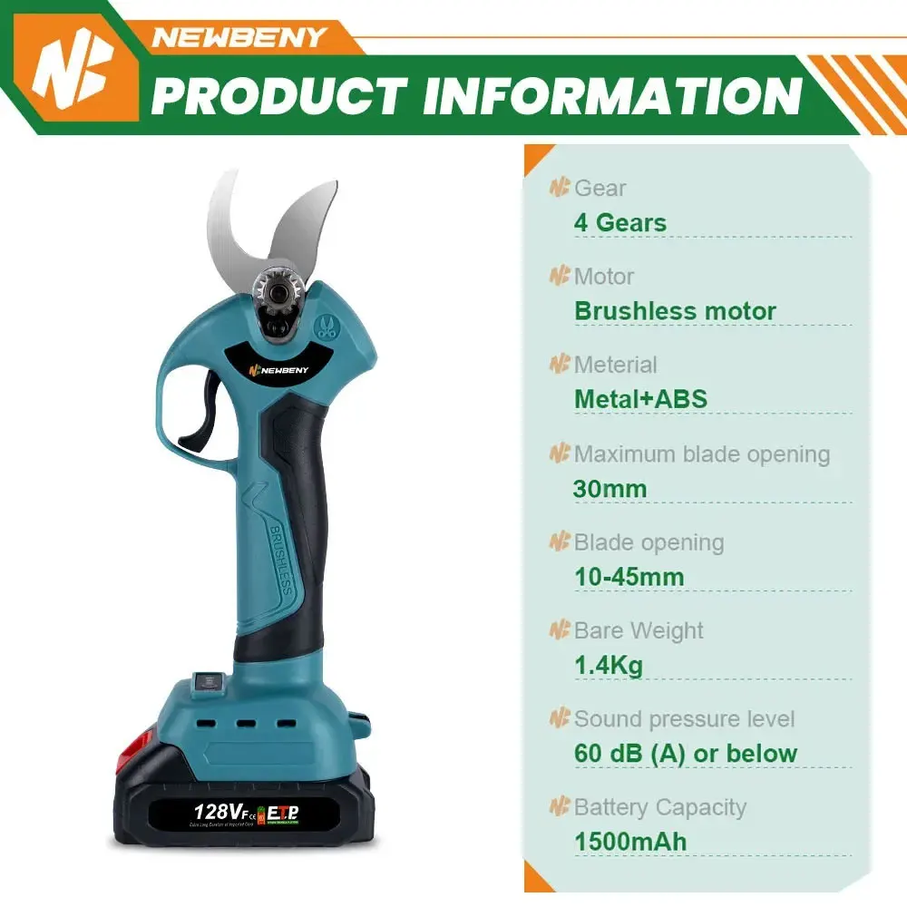 30mm bürstenlose elektrische Schnitts chere 4 Gänge elektrische Schere Obstgarten Strauch Ast Schnitt werkzeuge für Makita 18V Batterie