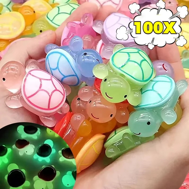 Glowing Mini Turtle Ornaments Resin Glowing Turtle Craft Miniatures Cute Turtles Micro Landscape Figurines Home Decoration Gift