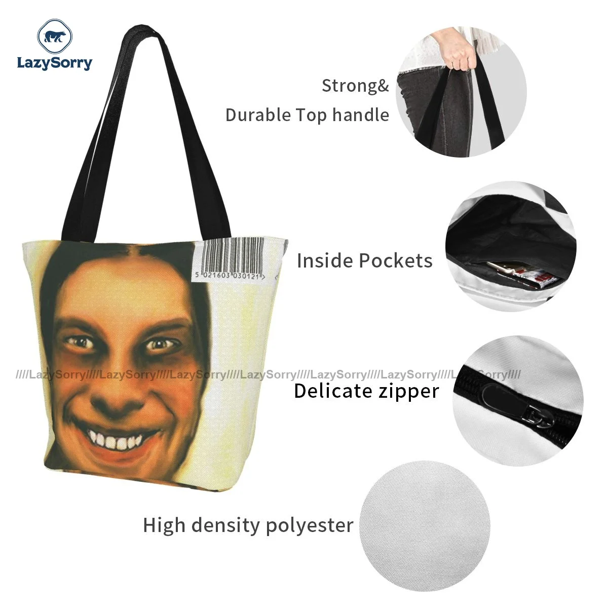 Aphex Twin Shopping Bag Woman Fashion Handbags Aesthetic Polyester