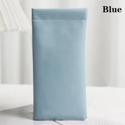 Lychee Pattern PU Leather Glasses Bag - Retro Sunglasses Case and Portable Eyeglasses Storage (ABlue)