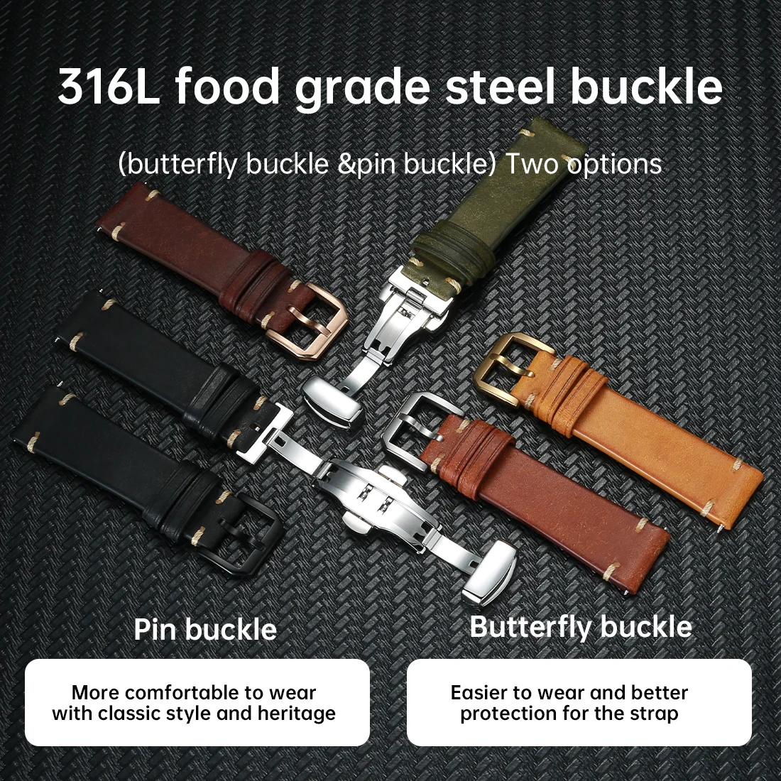 Premium Full Grain Leather Watch Strap with Quick Release