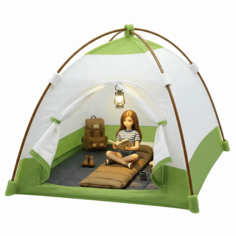 1:12 Scale Camping Tent Model Decoration Oxford Cloth Simulated Outdoor Tent Ornament Ob11 Doll Doll Small Tent Christmas Gift