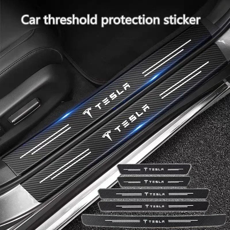 Car Protection Stickers Carbon Fiber Car Sticker Auto Door Trunk Protective Strip Anti Scratch Decal Tesla Model 3 Model X S Y