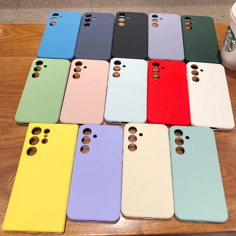 Solid Color Liquid Silicone Shockproof Phone Case with Camera Protection