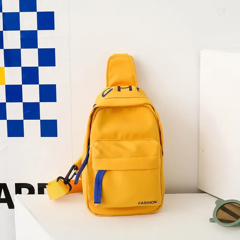 Kids Crossbody Bag with Adjustable Belt - Casual Letter Waistbag for Boys & Girls, Cute Pure Color Shoulder Bag for Children