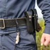 4pcs Stainless Steel Keychain for Duty Belt Police Quick Release Key Holder Ring Hanging Buckle Tactical Belt Key Clip Keyring 4