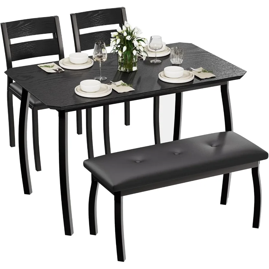 4-Piece Dining Table Set with Bench 1