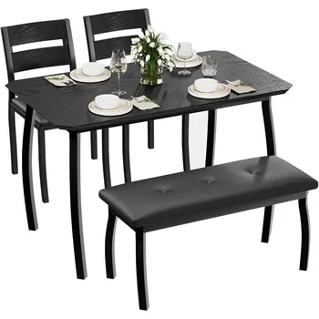 4-Piece Dining Table Set with Bench 1
