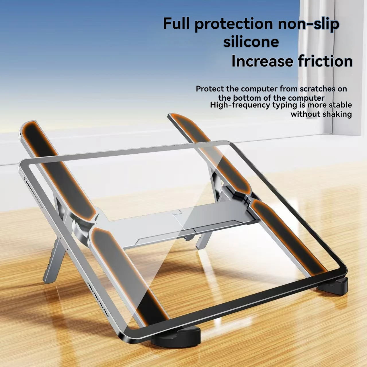 금속 미니 접이식 노트북 스탠드 조절 가능한 각도 휴대용 노트북 홀더 10-17인치 노트북용 가정 사무실 여행에 이상적