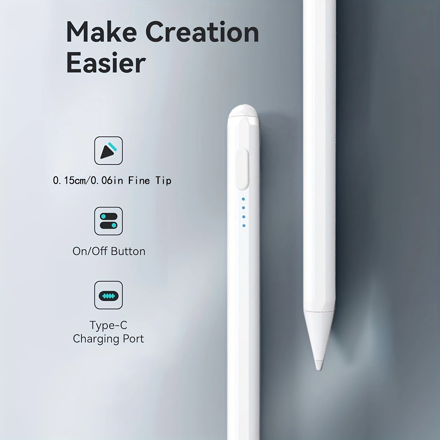 Stylet actif pour téléphones iOS et Android, stylet rechargeable à double écran tactile pour tablettes Samsung, Xiaomi, Lenovo