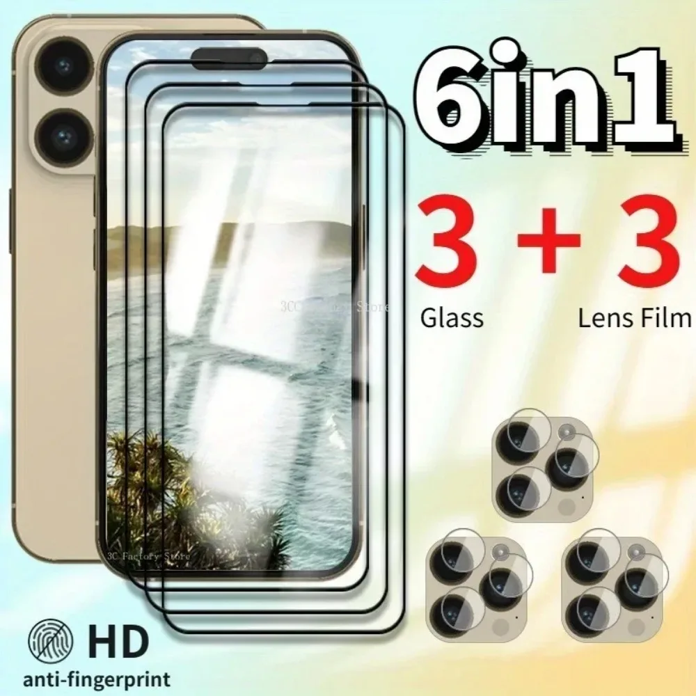 Premium 3-Piece Tempered Glass Screen Protector Set with Lens Films
