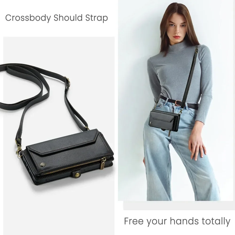 Luxury leather case crossbody phone case for iPhone15 promax 14 13 12 11 mini X XS XR Suitable as a gift Built-in 10 card slots