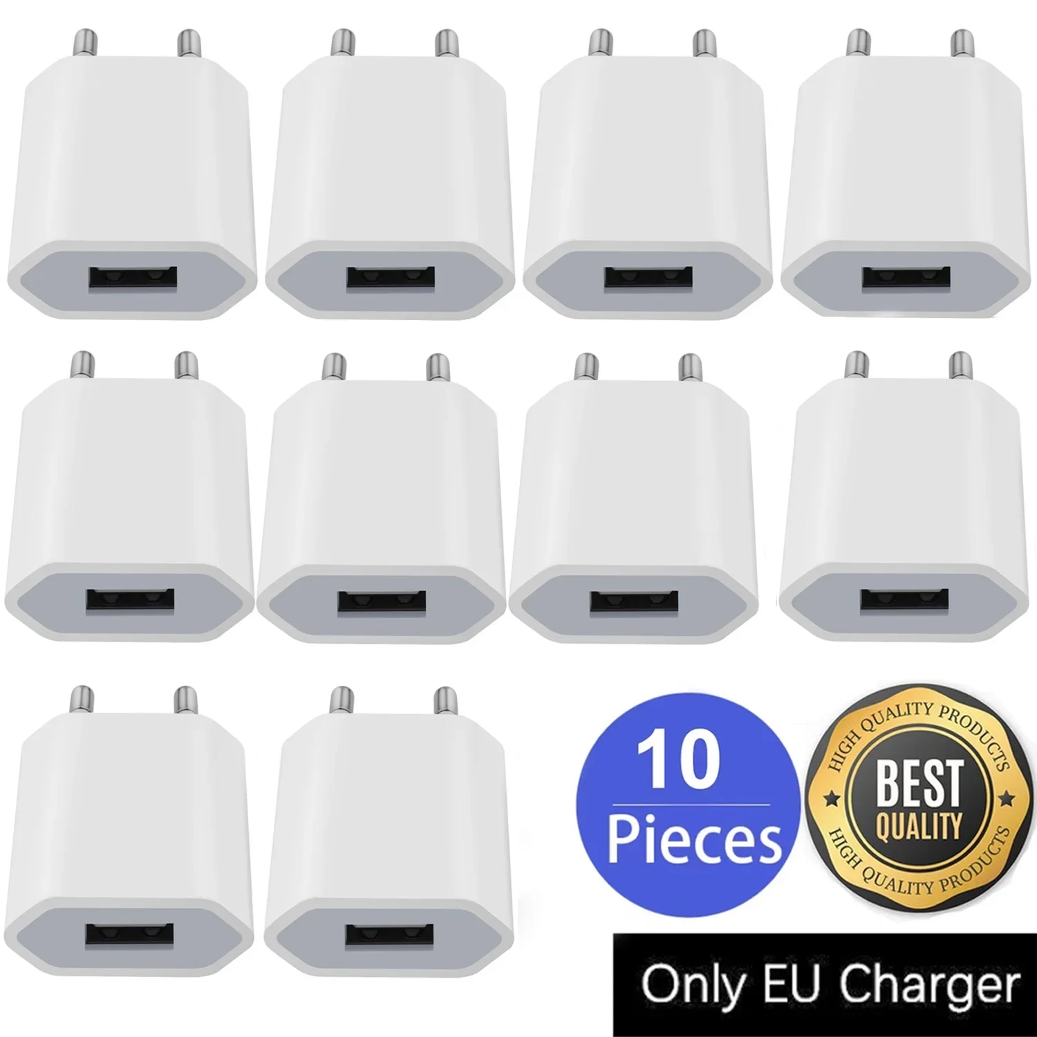 

10Pcs 5W 1A Eu US Ac Home Travel Wall Charger Power adapters Type c USb Cable 8pin Cables For Iphone Samsung htc xiaomi huawei