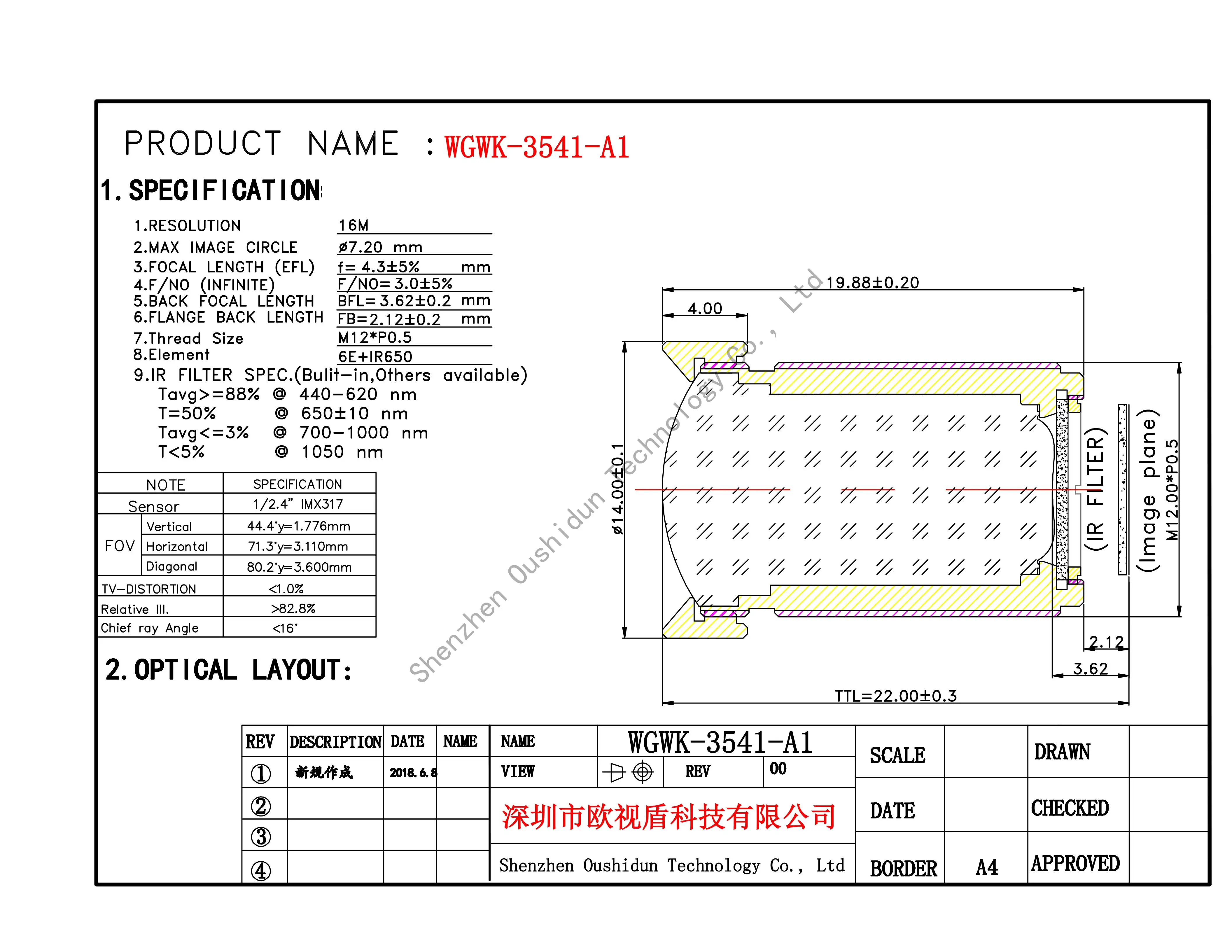 16MP HD 4.3mm 71° No Distortion CCTV Lens M12 Mount F3.0 Aperture 1/2.4" Format