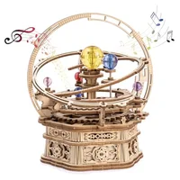 Robotime Rotating Starry Night Mechanical Music Box 3D Wooden Puzzle Assembly Model Building Craft Kits for Children Kids AMK51 1