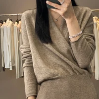 Women's Combined Clothing Autumn And Winter New Item 100% Merino Wool Knitted Sweater Loose Top Sexy Top Cashmere Sweater YC205 - Image 3