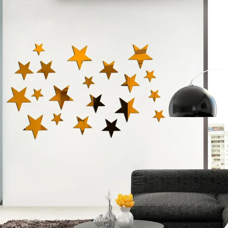 20Pcs Combination Wall Sticker, Large 6.5X6.5cm6, Medium 5X5cm7, Small 3.2X3.2cm7 Star Three-size Sticker