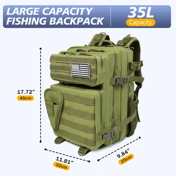 35L Fishing Hunting Travel Outdoor Backpack Waterproof Camping Hiking Fishing Men Large Capacity  Mountaineering Bag 2