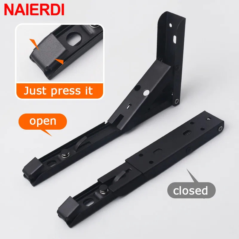 스틸 접는 각도 브래킷-NAIERDI 2 PCS 삼각형 벽 마운트 브래킷, 설치, 선반, 벤치, 테이블에 대 한 쉬운