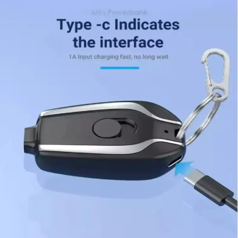 1500mAH Mini Keychain Power Bank Emergency Portable Charger Compatibility for IPhone Samsung Xiaomi Small Size Powerbank 3