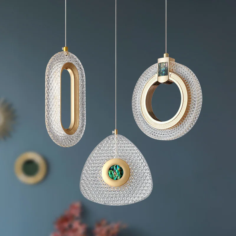 

Nordic 1/2 Head LED Crystal Chandelier Geometry Emerald Gold Pendant Light Home Decor Living Room Bedroom Lighting Fixtures