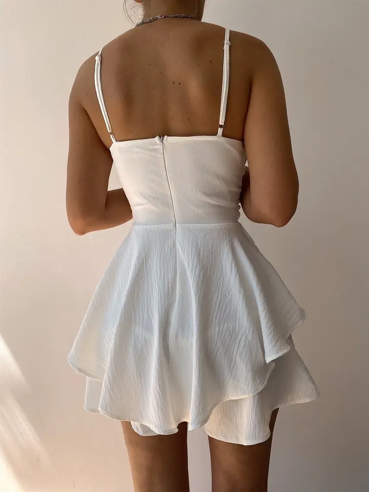 Elegant Y2K Slim Suspender Ruffle Summer Romper