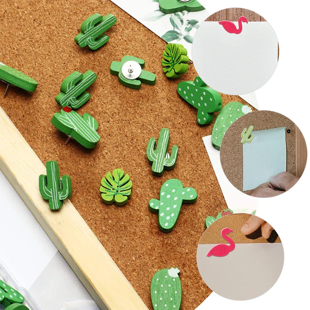 40개 나무 헤더핀 장 푸시핀 다용도 코르크 게시판 핀 사진 벽 지도 고정용 헤더핀