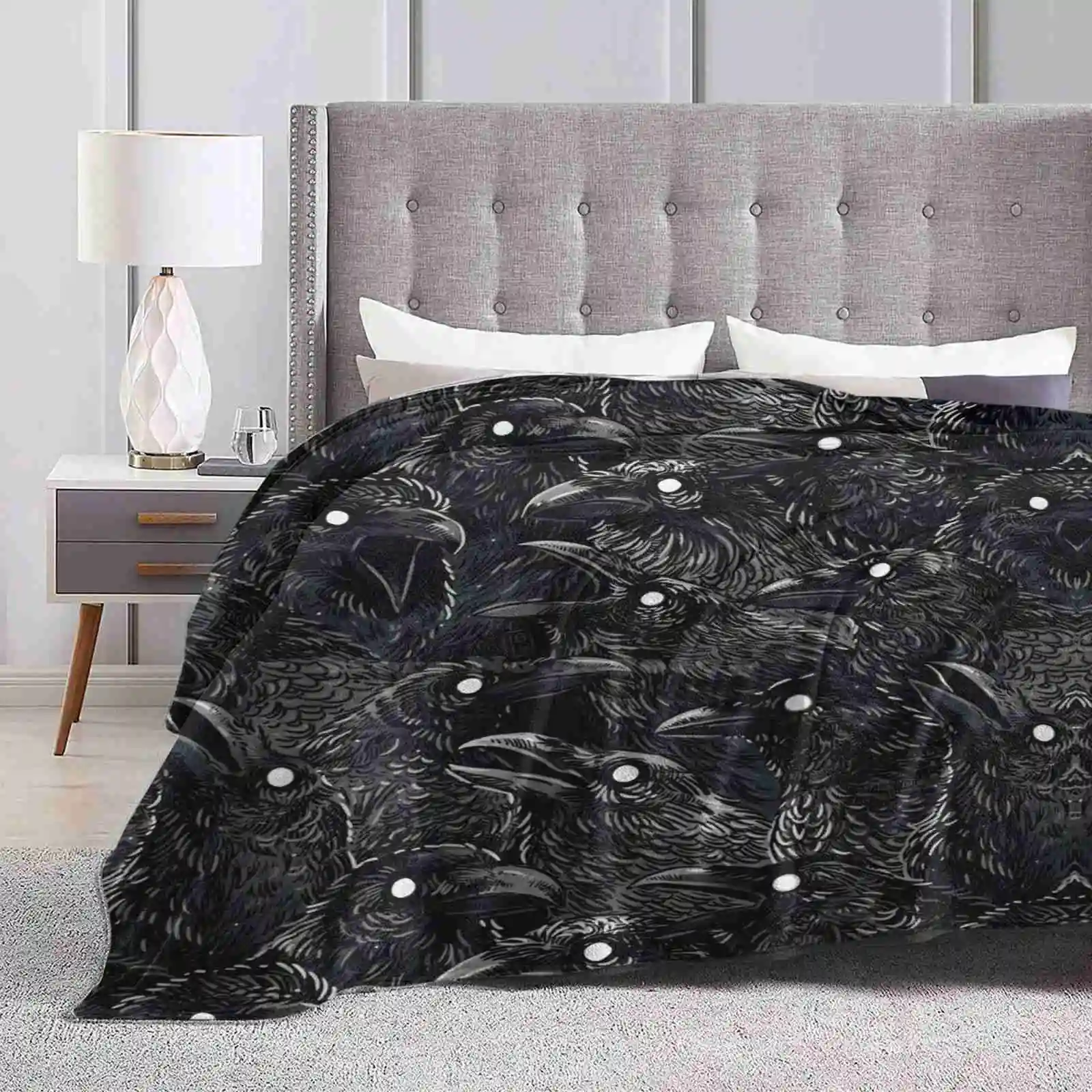 Raven Pattern 2 Ultimo Super Soft Warm Light Thin Coperta Raven Crow Bird Animal Pattern Nature Halloween Spaventoso Spettrale Goth