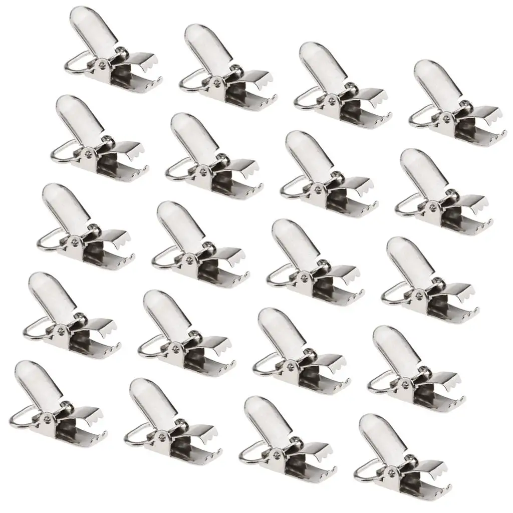 Sewing Clips 20Pcs Metal Baby Pacifier Suspender Clips Webbing Dummy Strap Holder Craft Hooks
