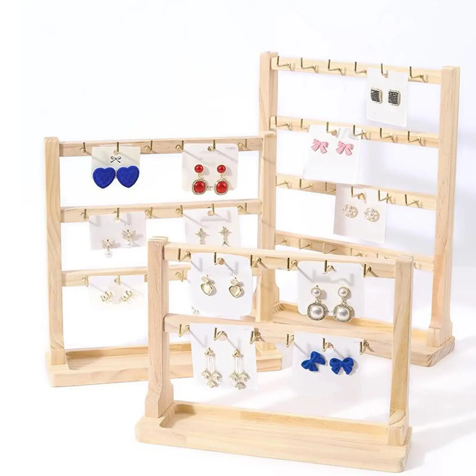 Jewelry Organizer Wooden Ear Studs Holder for Necklaces Bracelets Earrings