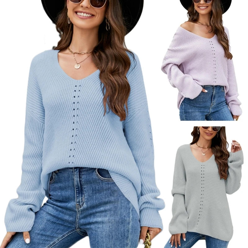 

Women Sweaters Long Sleeve Knitted Loose Pullover Ladies Fall Sweater drop shipping