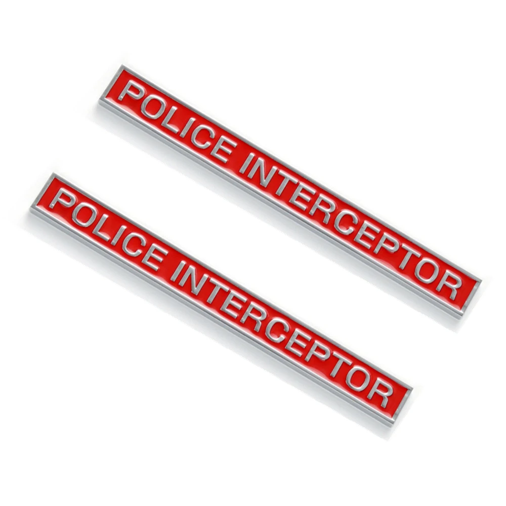 

2 Pieces Chrome Red POLICE INTERCEPTOR Emblem for Charger Explore Crown Taurus Victoria Car Body Fender Rear Trunk Tailgate Badg