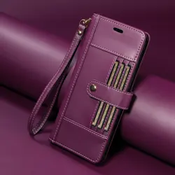 Luxury Leather RFID Wallet Case with 6 - Card Holder - Reno 14F 4G (PURPLE)