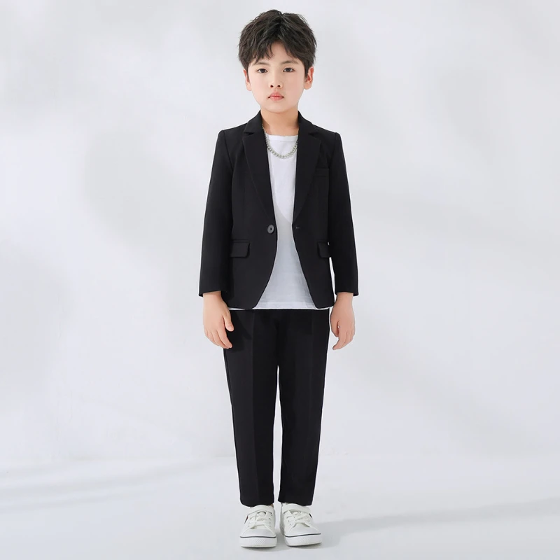 Boys Suit Set Kids Solid Blazer Jacket Pants Suits Boys Tuxedo Formal Dress Clothes Sets