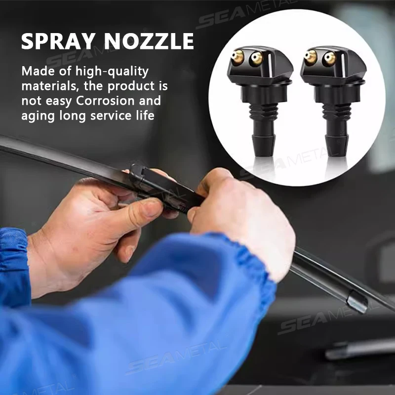 SEAMETAL Car Windshield Wiper Washer Spray Nozzle Dual Hole Hose Wiper Water Jet Adjustable Spray Nozzle Connector Washing Kit 6