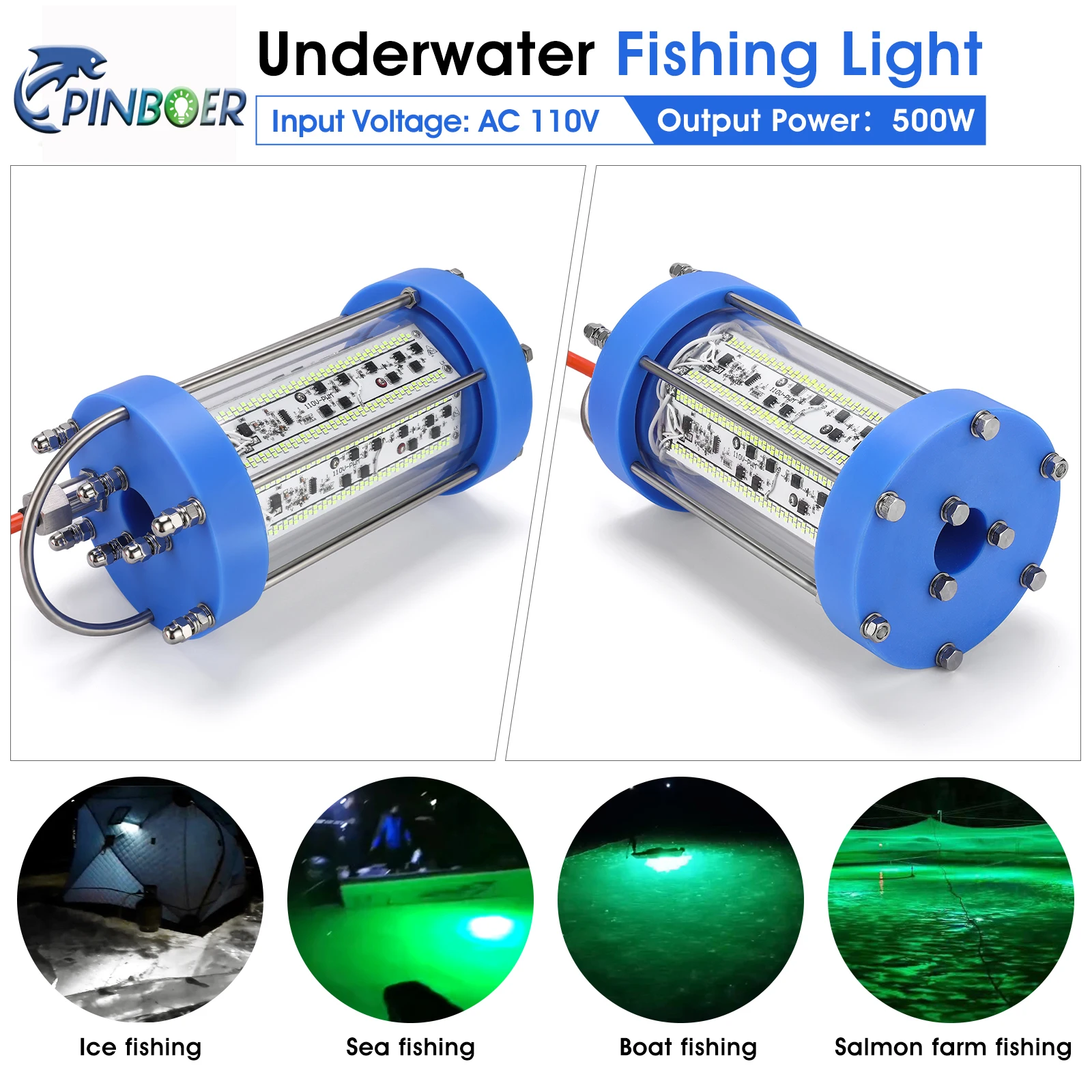 Ac110v/ 220v 1300w 2600w Ip68 Led Fishing Lights Underwater