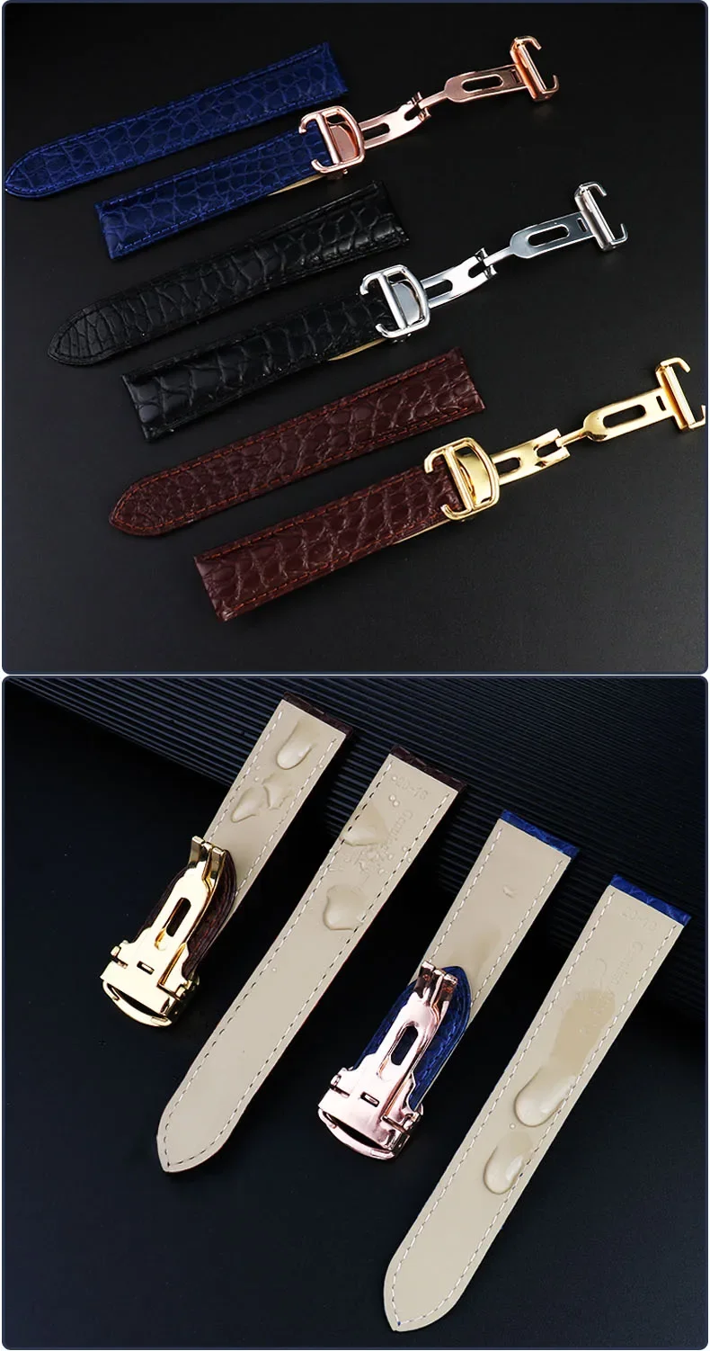 Schwarz Braun Blau Armband für Cartier Krokodilarmband Echtleder Tank Solo Key London Calibo Herrenarmband 20 22 23 24 25 – Detail 10