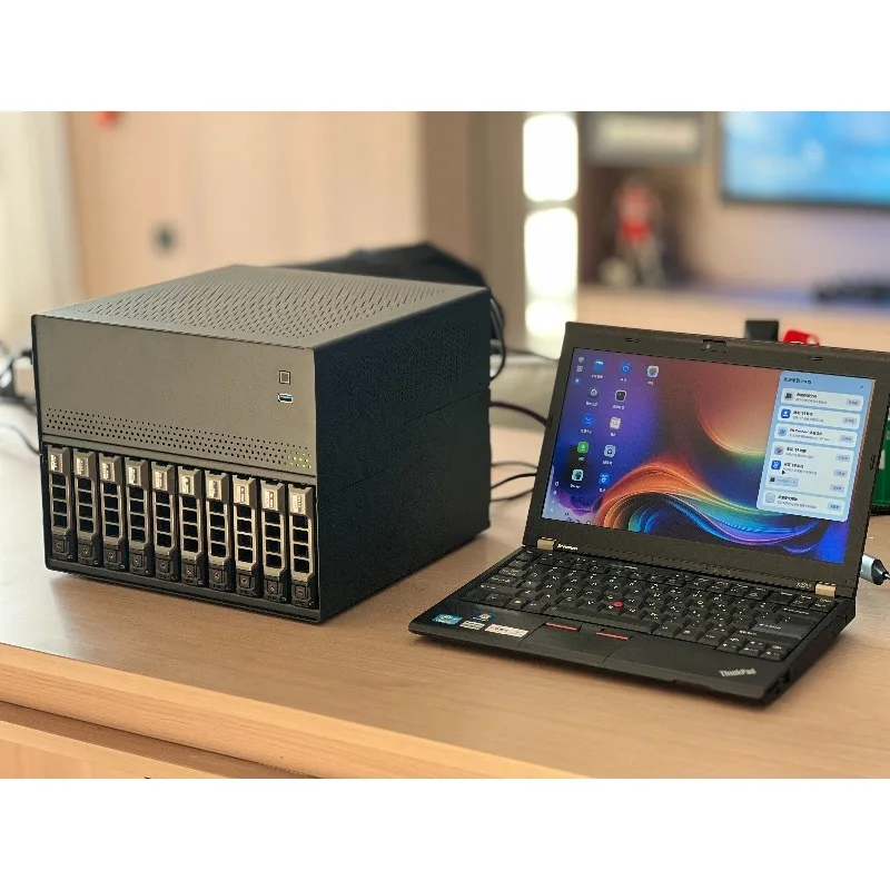 12베이 핫스왑 NAS 섀시 N10, 알루미늄, 4개의 PCIe 슬롯, MATX 보드 및 1U PSU 지원, 대용량 스토리지용