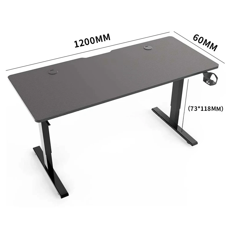 שולחן מחשב מתכוונן בגובה חשמלי מסיבי פחמן למשחקים בבית חדר יציב ומרווח שולחן תנועה עומד