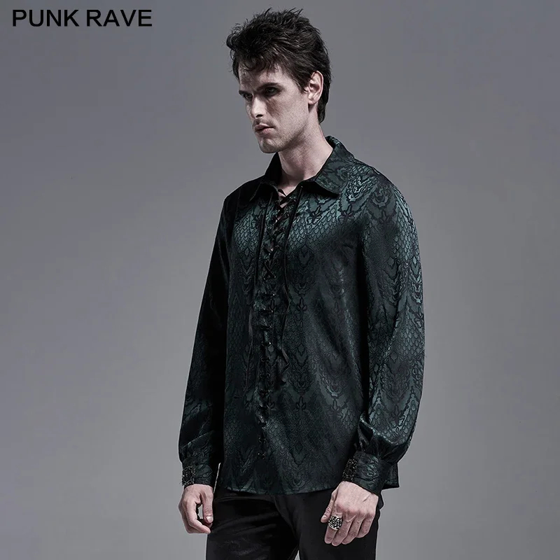 Camisa PUNK RAVE gótica para hombre, hermosa camisa Jacquard