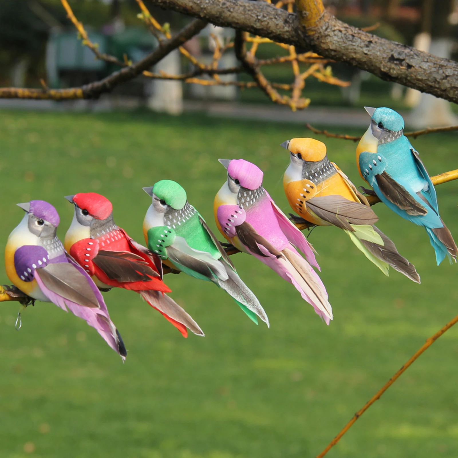 

12 PCS Artificial Foam Bird Claw Feather Simulation Garden Wedding Decoration Small Paws Feathers Boxed Home 6 Colors DIY Birds