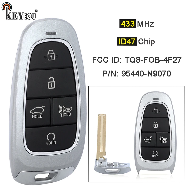 

KEYECU 433 МГц чип ID47 PN: 95440-N9070 идентификатор FCC: телефон без ключа-GO Smart Prox дистанционный брелок для Hyundai Tucson 2021 2022