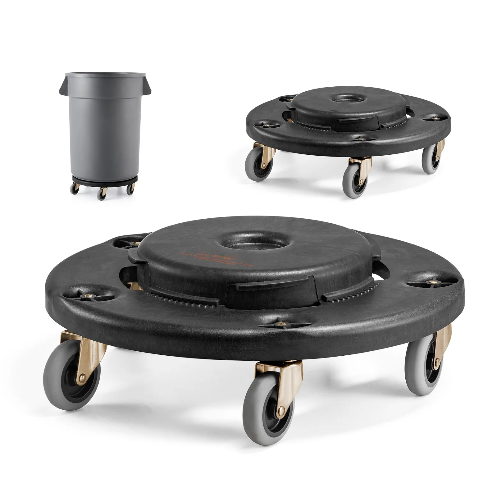 SucceBuy 1/2 Packs Trash Can Dolly Round Roller Base with 4 Lockable Wheels Rolling Barrel Cart Fit 20/32/44/55 Gal Containers