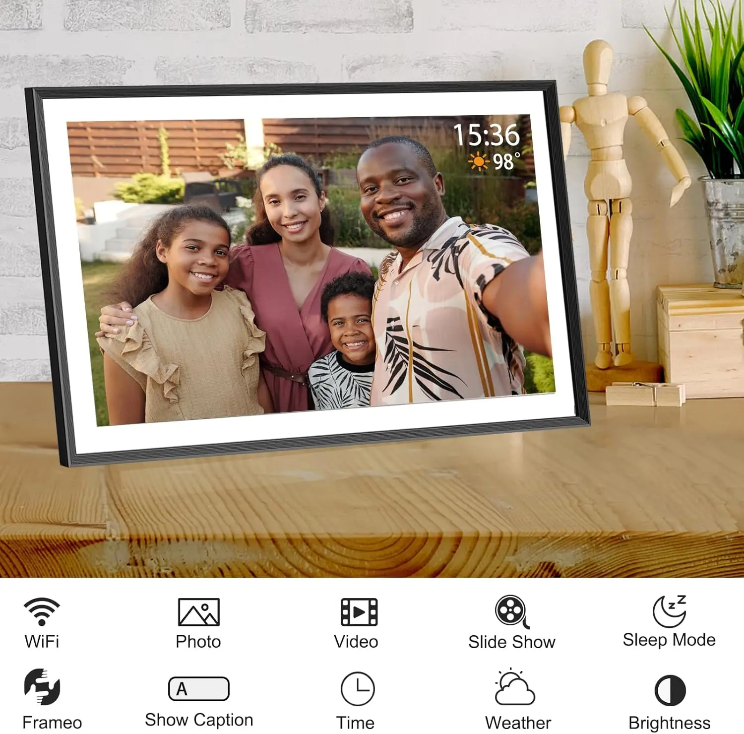 Frameo Digital Picture Frame 10.1/15.6Inch WiFi Electronic Smart Digital Photo Frame 32GB 1920*1080 IPS Touch Screen Auto-Rotate