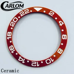 Multicolor GMT Aluminum/Ceramic Sloping Bezel Insert for 40mm Watch Case - Premium Watch Accessory (Orange)