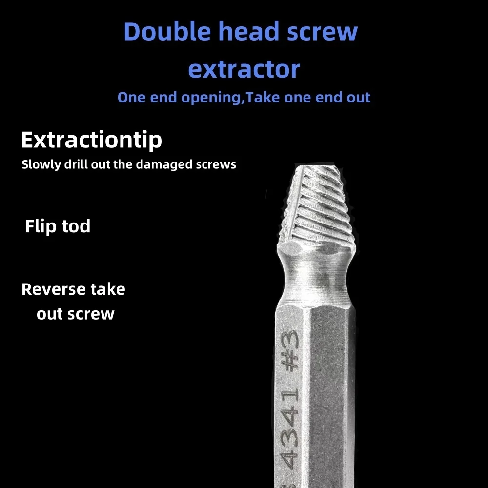 Double Head Speed Out Bolt Extractor 6PCS Broken Screw Extractor Drill Bits Set Stud Removers Easily Take Out Demolition Tools