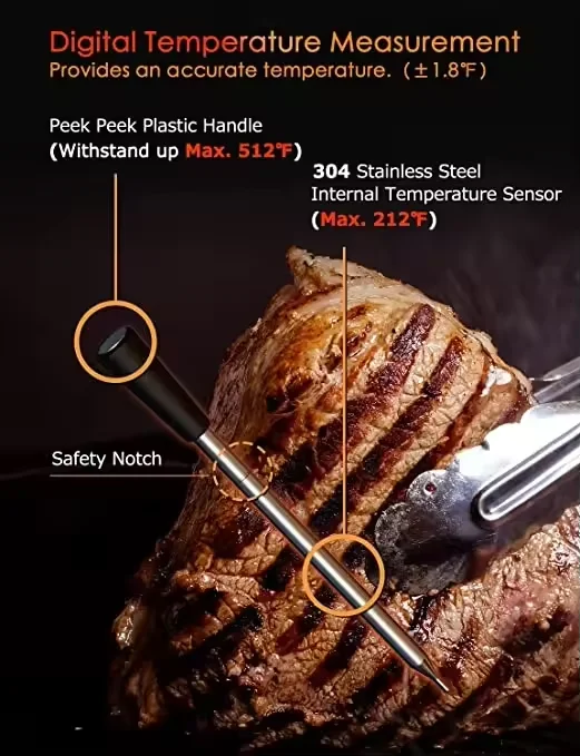 Meat Thermometer Wireless Distance Remote Probe With APP
